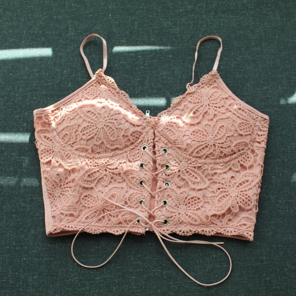 Pink Laced Crop Top